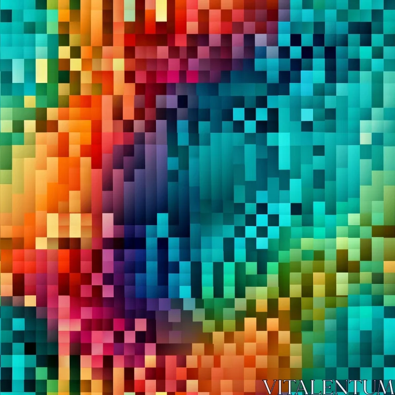 Multicolor Pixel Mosaic Geometric Background AI Image