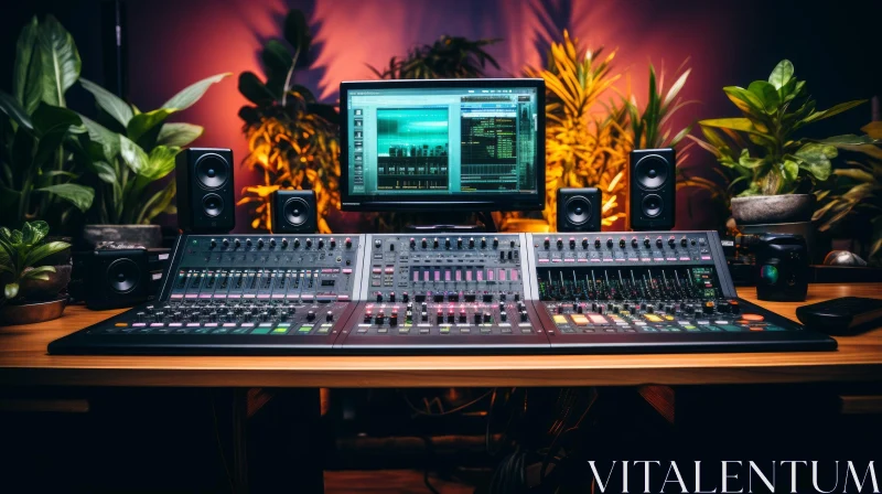 Professional Audio Mixing Console in Recording Studio AI Image