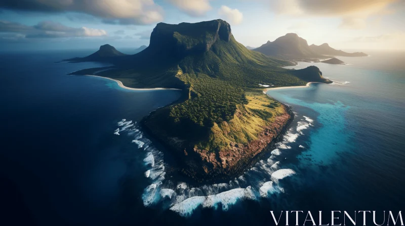 AI ART Aerial View of Islands in the Ocean at Sunrise | Photorealistic Art
