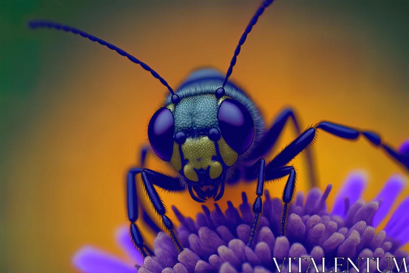 Bug on Purple Flower - Vibrant Cinema4d Artwork AI Image