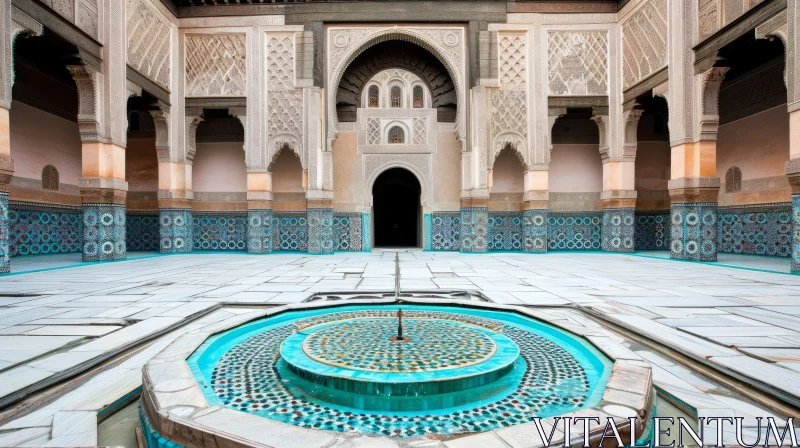 Captivating Courtyard with an Ornate Fountain - Artistic Image AI Image
