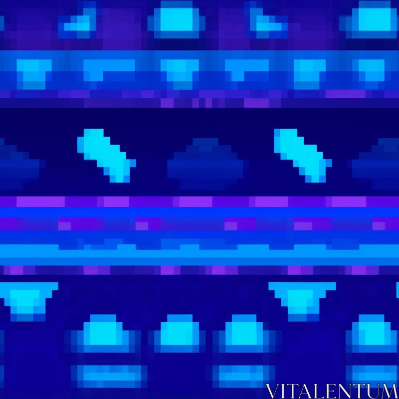Pixel Geometric Pattern in Blue and Purple AI Image