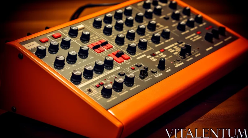 Vintage Orange and Black Synthesizer - Music Instrument AI Image