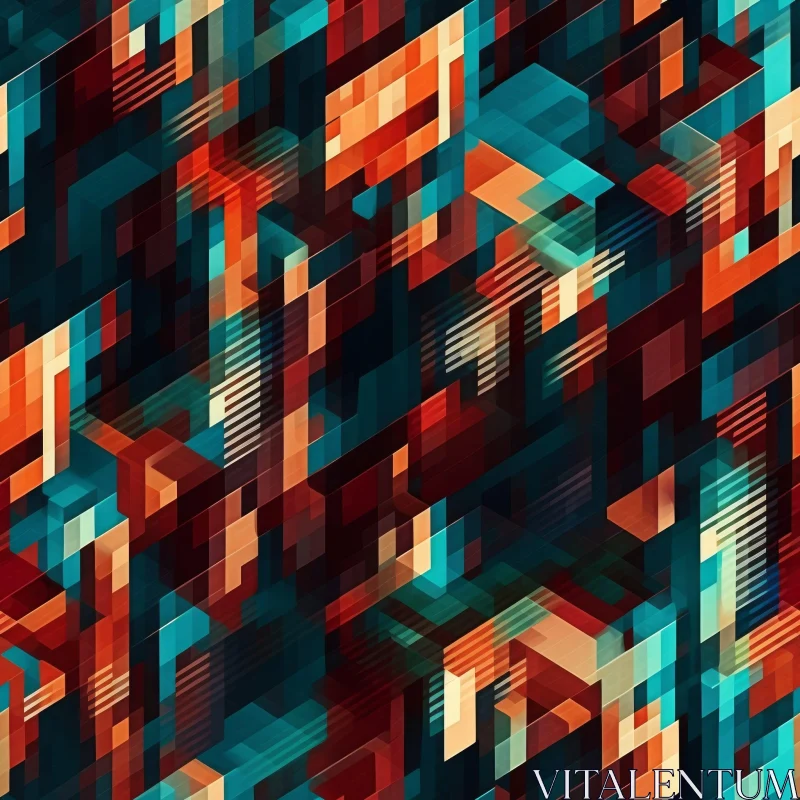 AI ART Abstract Geometric Pattern - Cityscape and Circuit Board Inspired