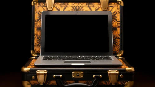 Luxurious Silver MacBook Laptop in Brown Leather Case on Wooden Table