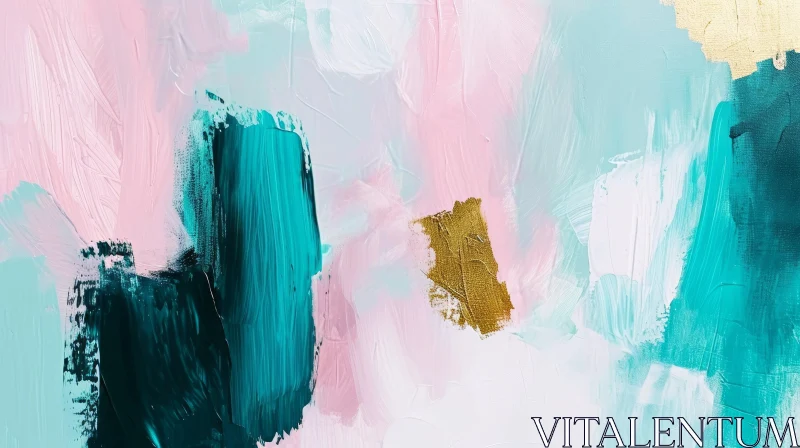 Vibrant Abstract Painting with Pink, Blue, and Green Colors AI Image