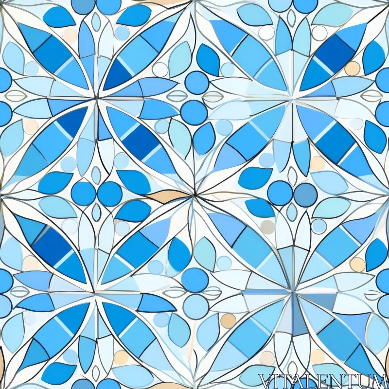 Blue and White Floral Tiles Pattern AI Image