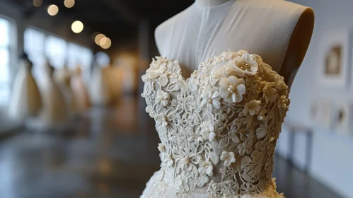 Elegant White Lace Wedding Dress with Floral Appliques