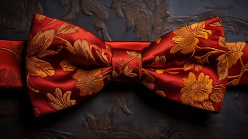 Red Bow Tie with Floral Pattern - Silk Material