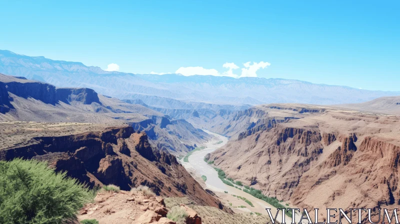 Captivating Canyon and Mountain View: A Stunning Nature Composition AI Image