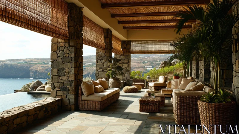 Luxurious Outdoor Living Space with Breathtaking Sea View AI Image