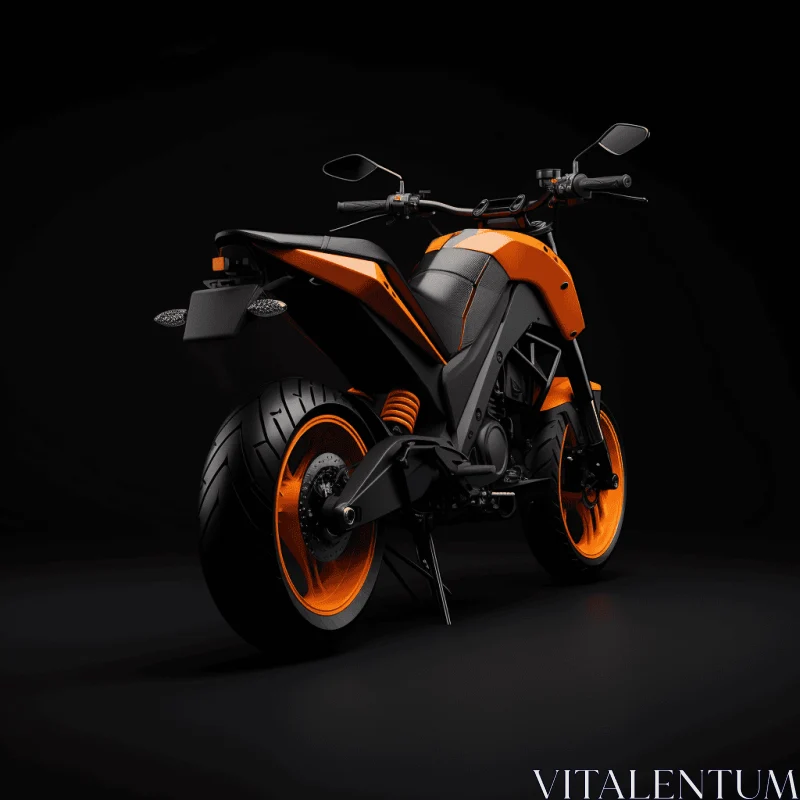 Orange and Black Motorcycle on Black Background | Photorealistic Art AI Image