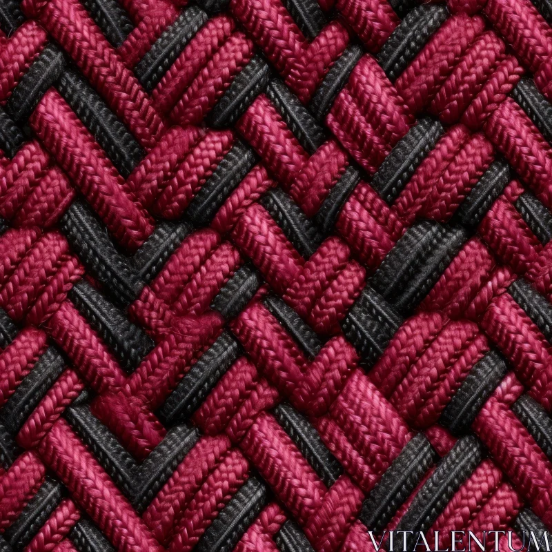 Detailed Red and Black Braided Rope Texture AI Image