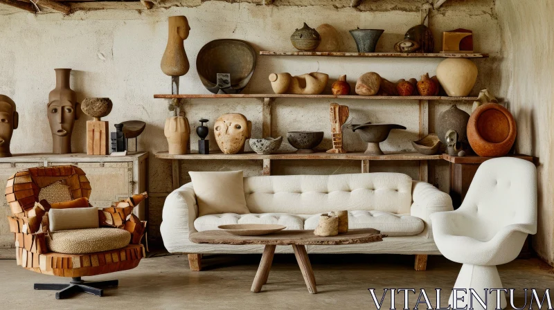 Elegant and Serene Living Room | Interior Design Inspiration AI Image