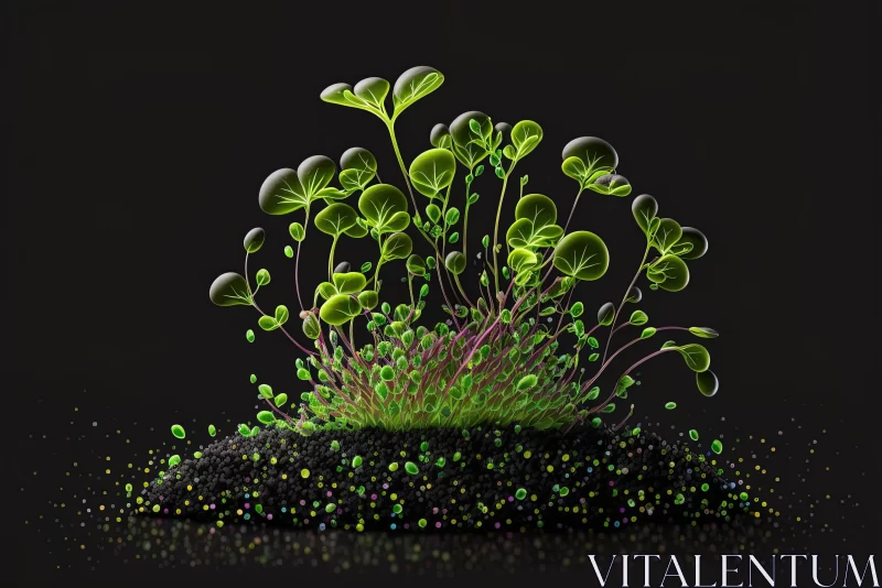 Sprouting Green Plants in Voxel Art Style - Photorealistic Landscape AI Image