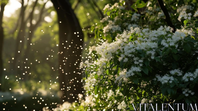 White Flowering Tree in Full Bloom - Serene and Beautiful AI Image