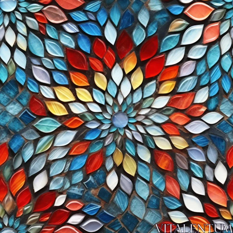 AI ART Colorful Glass Mosaic - Circular Moroccan Stained Glass Design