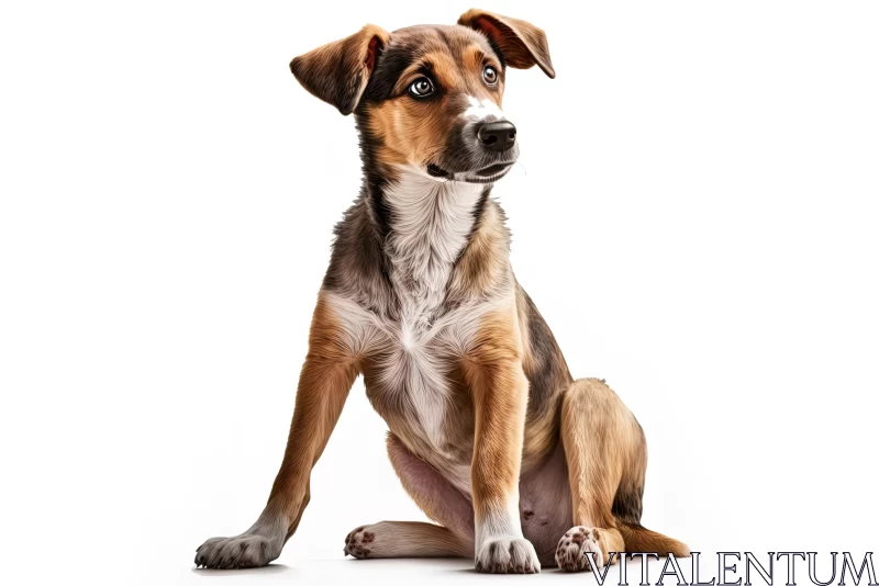 AI ART Cute Dog Sitting on White Background - Eye-Catching Composition