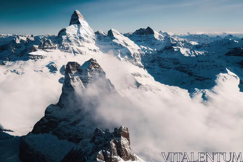 Majestic Matterhorn: Aerial Photography in Switzerland | Soft Atmospheric Perspective AI Image