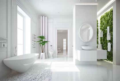 Modern Bathroom with Moss Wall | Neoclassical Style