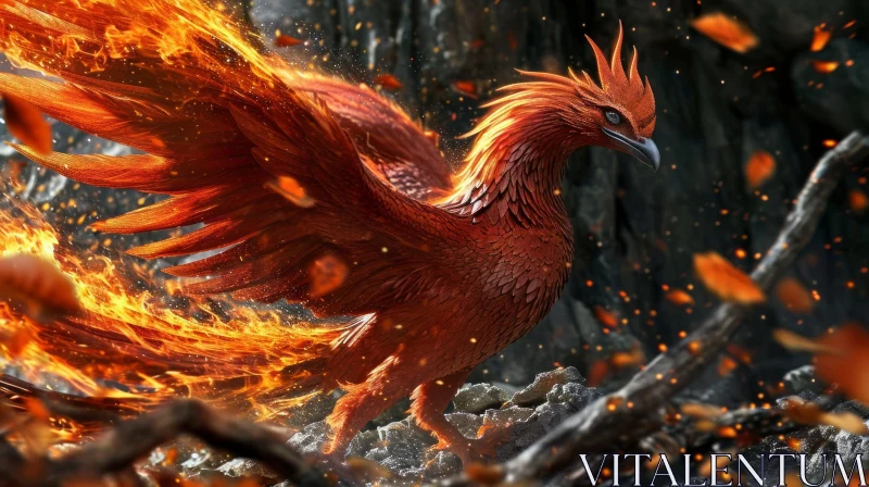 AI ART Phoenix Rising from the Ashes - Digital Painting