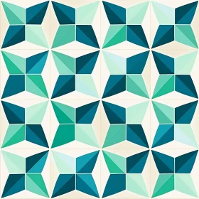 Teal, Blue, Green Four-Pointed Stars Seamless Pattern