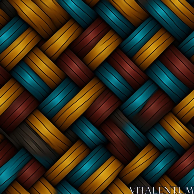 Basket Weave Pattern - Blue, Brown, Yellow Colors AI Image
