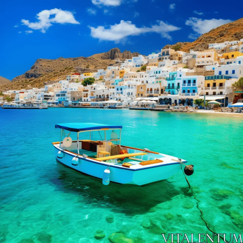 Captivating Boat in Clear Blue Water: Mediterranean Landscapes AI Image