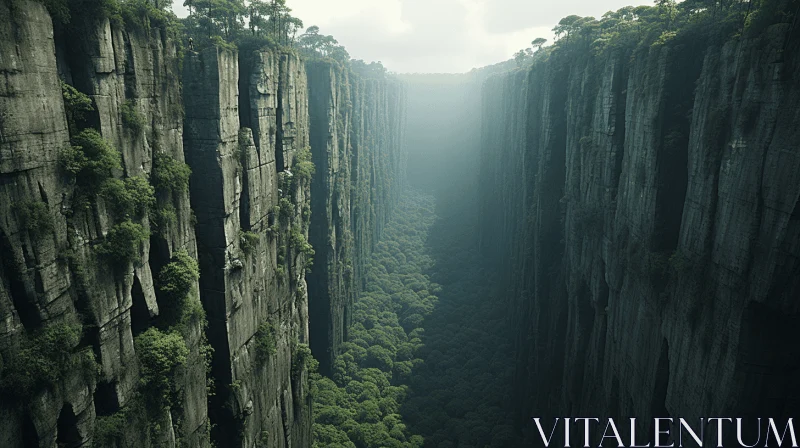 Enchanting Canyon with Trees: Captivating Nature Art AI Image