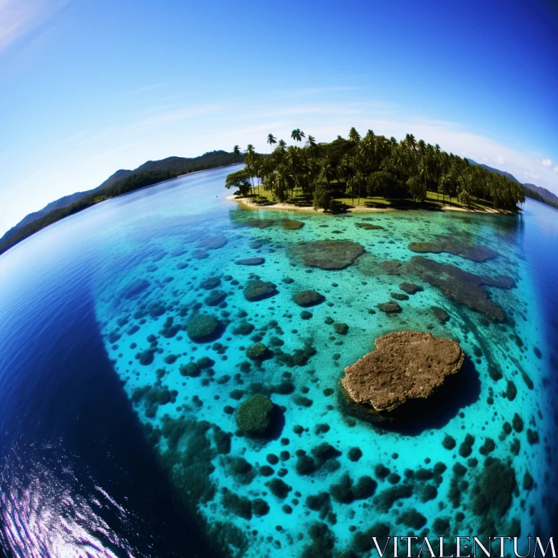 Immersive Underwater View of Pacific Islands | Fisheye Lens | Environmental Awareness AI Image