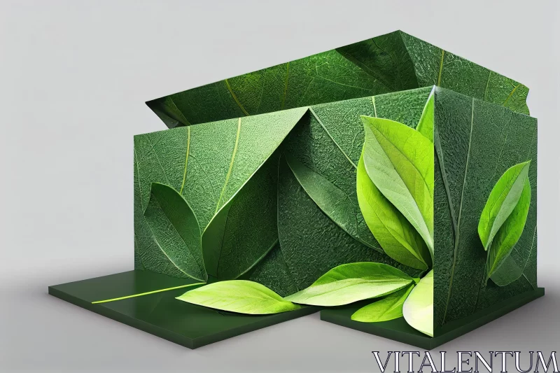 Abstract Green Leafy Box - Photorealistic Still Lifes AI Image