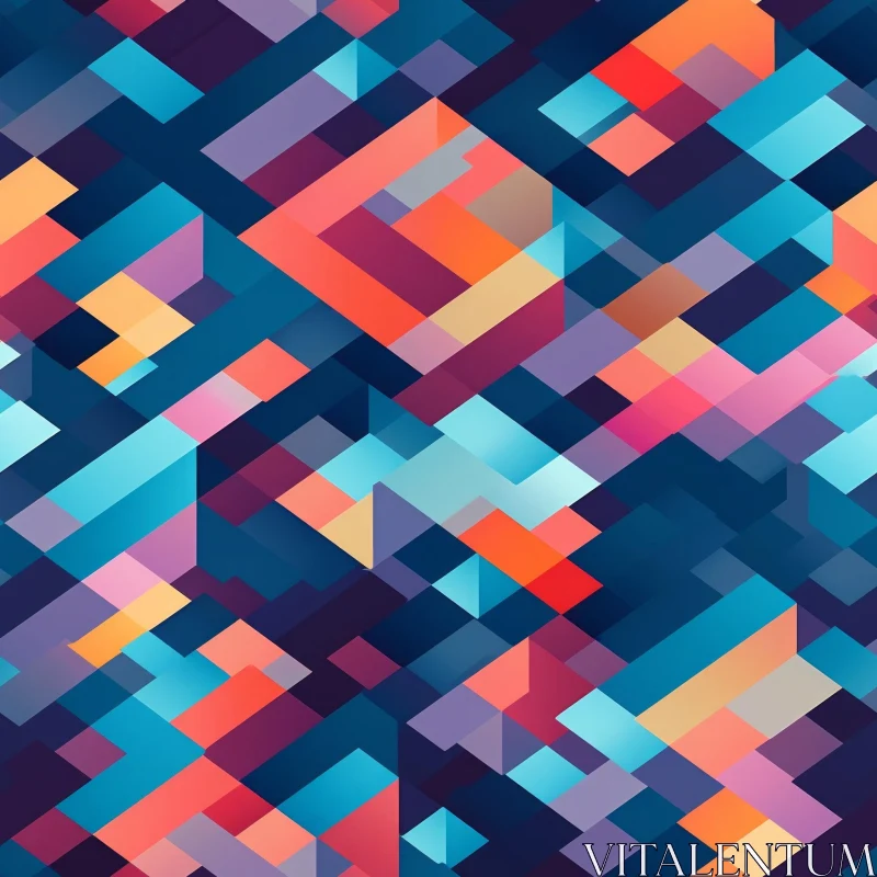 AI ART Cool Geometric Abstract Pattern in Blue, Purple, Red, and Orange