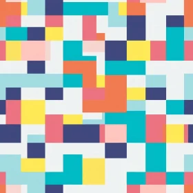 Multicolored Square Grid Pattern - Seamless Vector Design