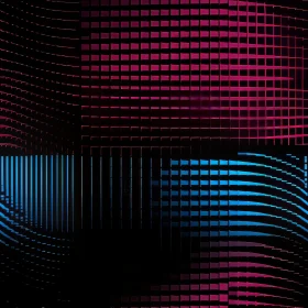 Pink and Blue Geometric Squares on Black Background