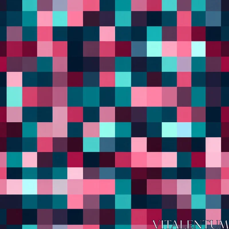 AI ART Pixelated Blue Purple Pink Pattern