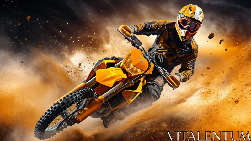 Thrilling Dirt Bike Rider in Action AI Image