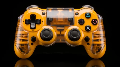 Yellow Transparent PlayStation Controller on Black Background