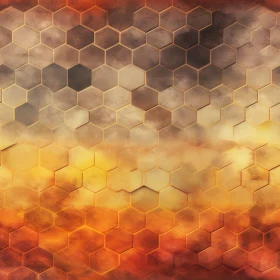 Orange Grunge Hexagonal Grid Abstract Background
