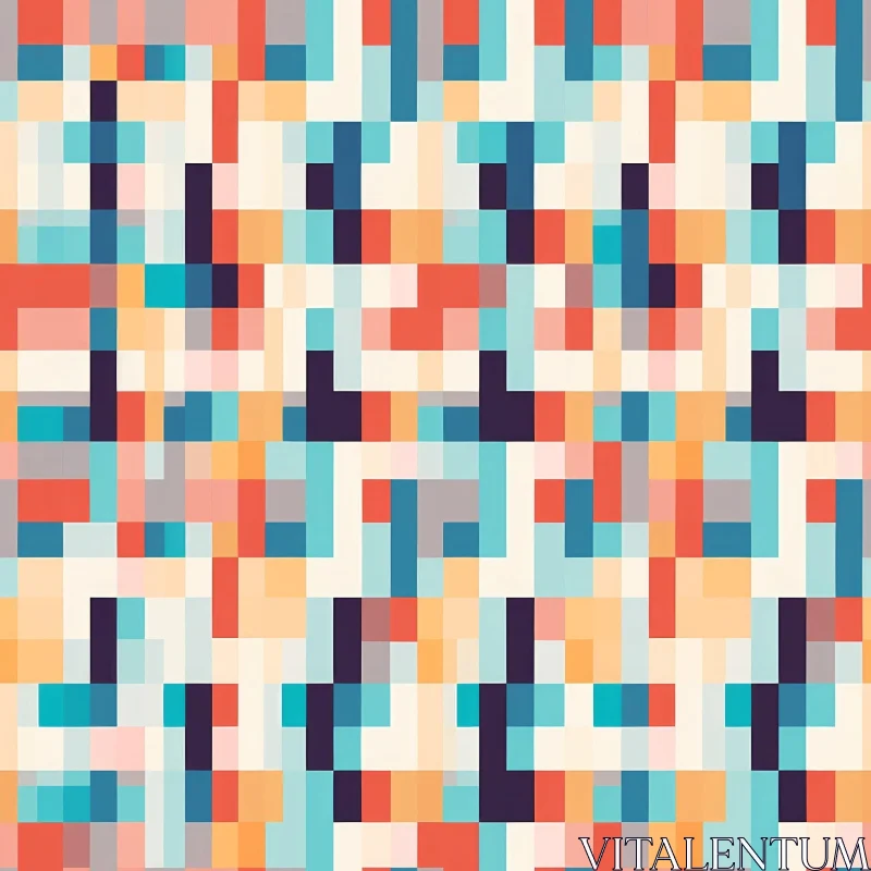 AI ART Pixelated Blue Multi-Colored Pattern Design