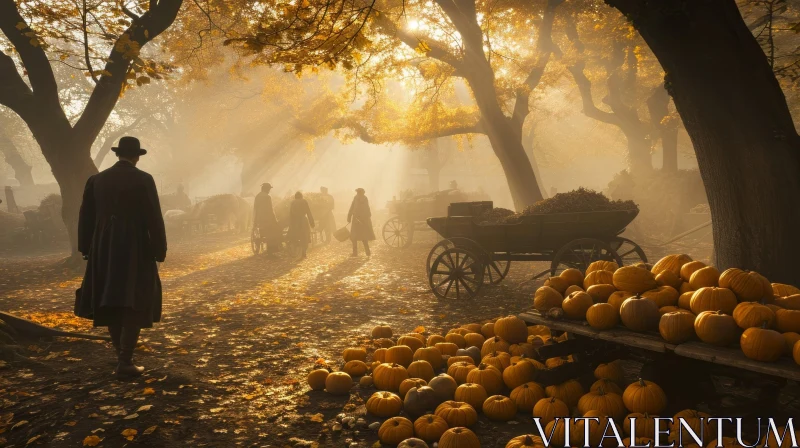 Serene Autumn Landscape: Rural Beauty in Vibrant Colors AI Image