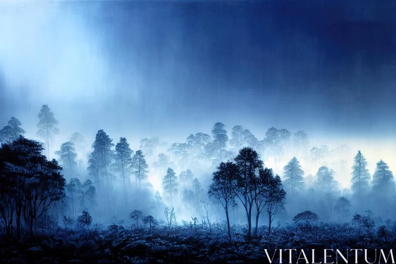 Captivating Forest Landscape with Rain and Forest Fires AI Image