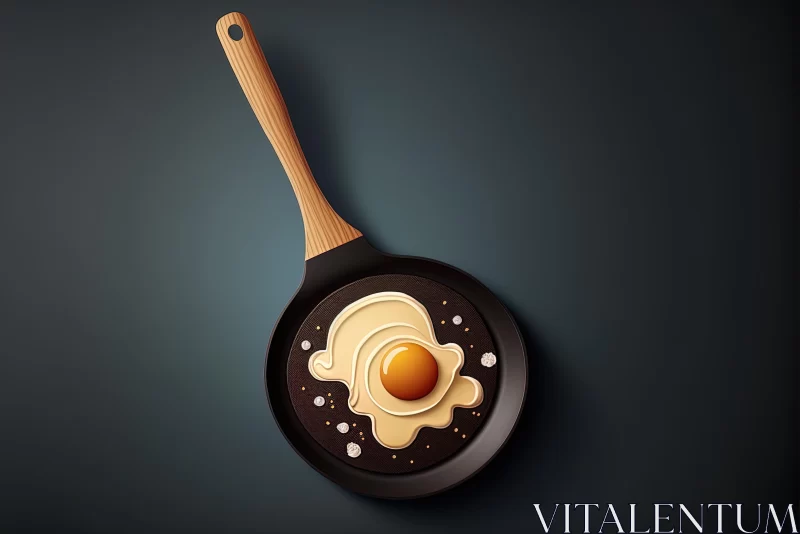 Egg in Frying Pan Vector Illustration | Ray Tracing | Nostalgic Subject AI Image