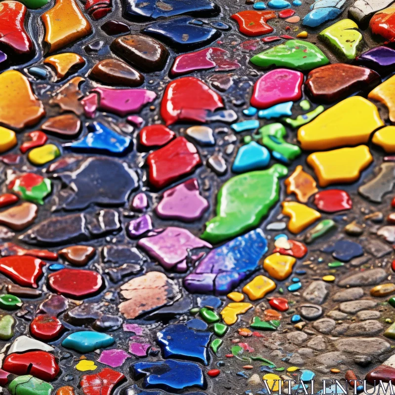 Colorful Mosaic Floor Close-Up AI Image