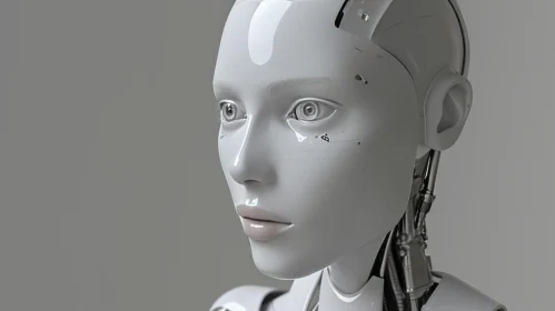 Enigmatic 3D Rendering of a Female Robot Head