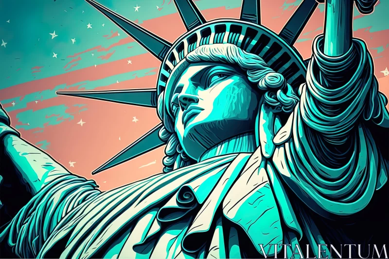 AI ART Liberty Statue Digital Iconography by Artopolis - Bold Posters, UHD Image