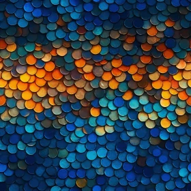 Blue and Orange Fish Scales Seamless Pattern