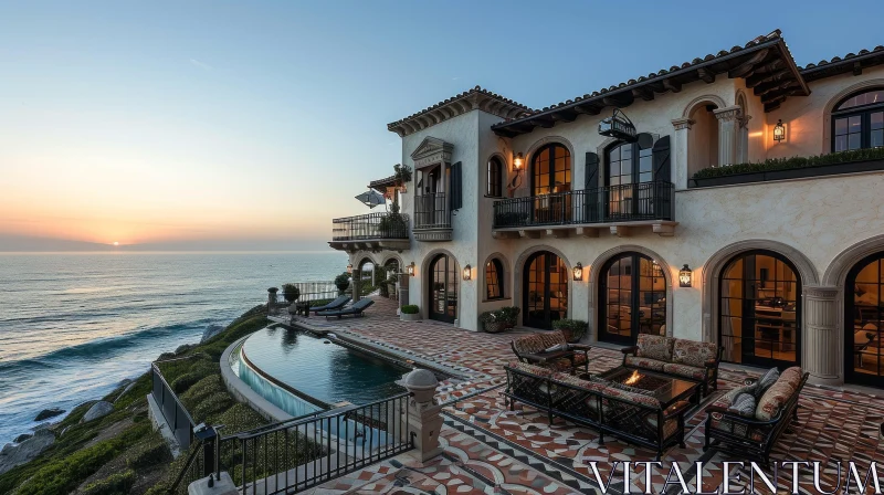 Captivating Mediterranean-style House with Ocean View AI Image