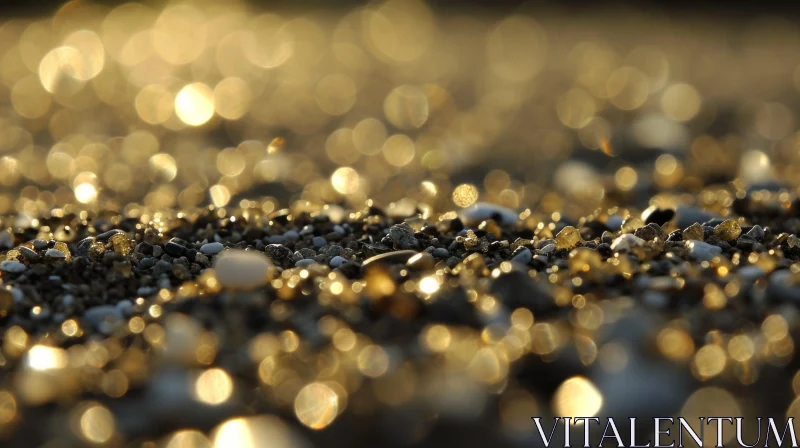 Close-Up of Wet Pebbles on a Beach | Sunlit and Calming AI Image