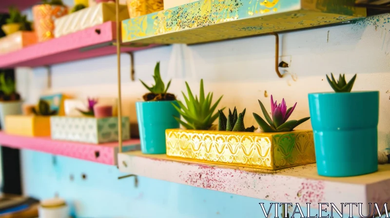 Colorful Shelf with Pots and Plants - Decor Inspiration AI Image