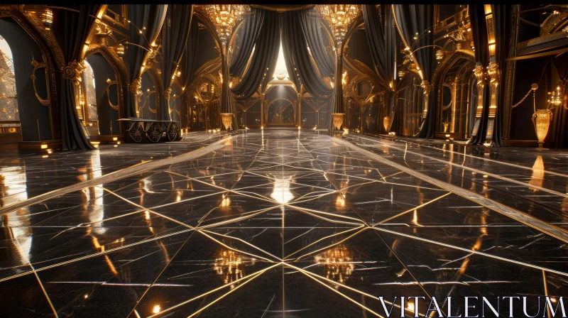 AI ART Elegance and Opulence: A Captivating 3D Rendering of a Grand Hall